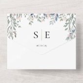 QR-Code-Hochzeit von Blumengrün All In One Einladung (Rückseite)