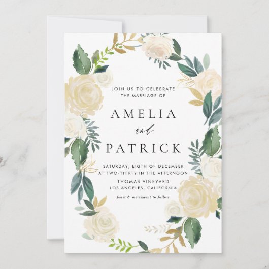 QR-Code Hochzeit von Romantischer Mute-Creme Einladung (Vorderseite)