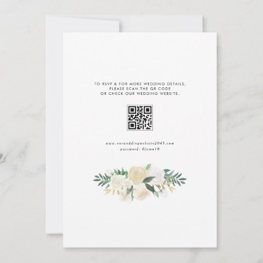 QR-Code Hochzeit von Romantischer Mute-Creme Einladung (Rückseite)