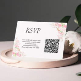 QR-Code-Hochzeitkarte für RSVP-Karten mit rosa Pin RSVP Karte