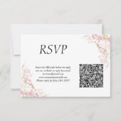 QR-Code-Hochzeitkarte für RSVP-Karten mit rosa Pin RSVP Karte (Vorderseite)