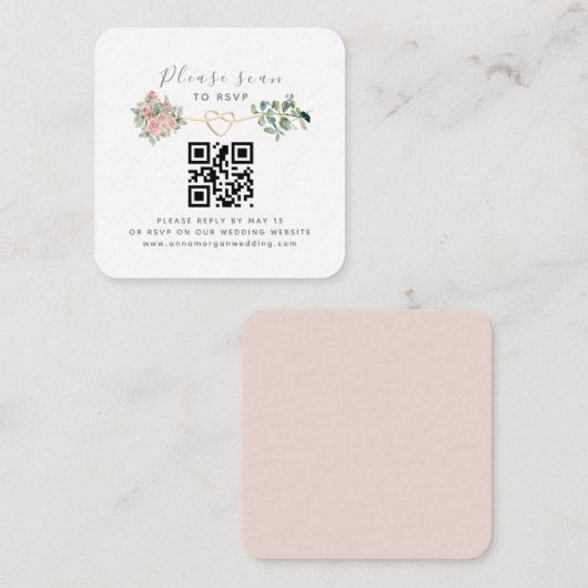 QR-Code Hochzeitsangabe RSVP Begleitkarte (Vorne/Hinten)