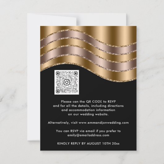 QR Code Hochzeitscodierung Brautparty Rose Gold Bl (Rückseite)