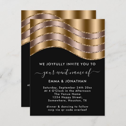 QR Code Hochzeitscodierung Brautparty Rose Gold Bl (Vorne/Hinten)