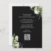 QR-Code Hochzeitscodierung für Schwarz-Weiß-Blumen Save The Date (Rückseite)