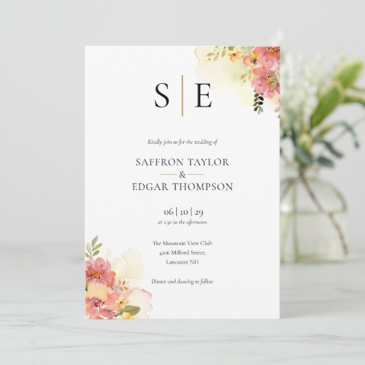 QR-Code-Hochzeitscodierung für Wasserfarben Einladung (Stehend Vorderseite)