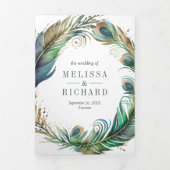 QR-Code Hochzeitscodierung für Wasserfarbenparkgew Dreifach Gefaltete Einladung (Cover)