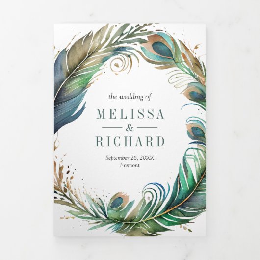 QR-Code Hochzeitscodierung für Wasserfarbenparkgew Dreifach Gefaltete Einladung (Cover)