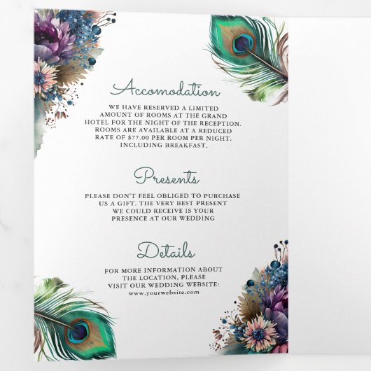 QR-Code Hochzeitscodierung für Wasserfarbenparkgew Dreifach Gefaltete Einladung (Innen Erste Seite)