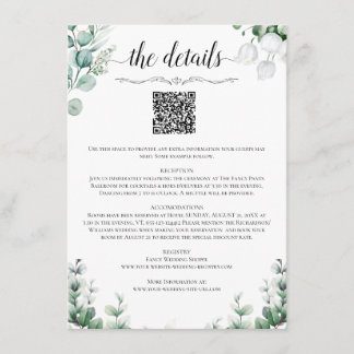 QR-Code-Hochzeitsdetails Beilagekarte Begleitkarte