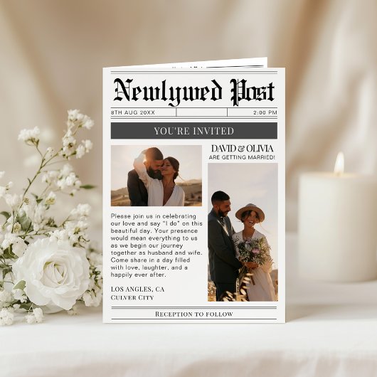 QR-Code-Hochzeitsdetails Zeitung Hochzeit Einladung