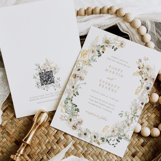 QR-Code-Hochzeitseinladung Wildblumen Floral Einladung