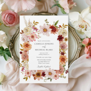 QR Code Hochzeitsempfehlung für Rustikal Fall Flor Einladung
