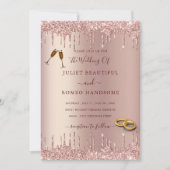 QR Code Hochzeitsfeier Rose Gold Blush Tropfen (Vorderseite)