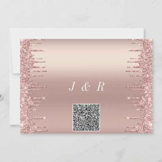 QR Code Hochzeitsfeier Rose Gold Blush Tropfen (Rückseite)