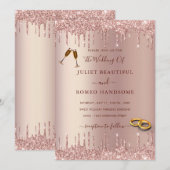 QR Code Hochzeitsfeier Rose Gold Blush Tropfen (Vorne/Hinten)