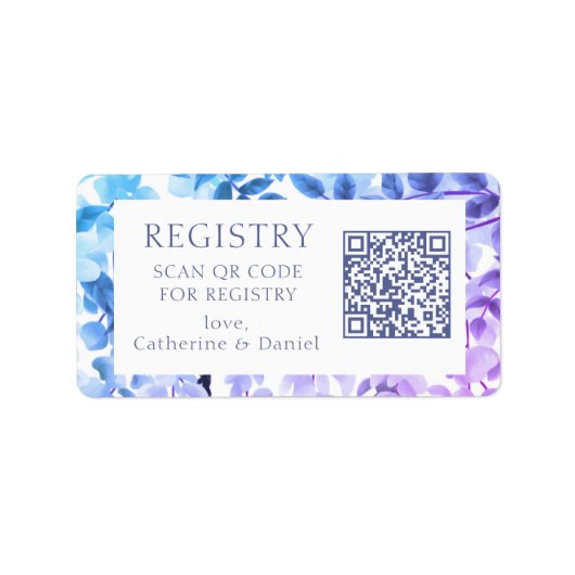 QR-Code Hochzeitsgeschenk Registrierung Aquarellfa Adressaufkleber (Vorne)