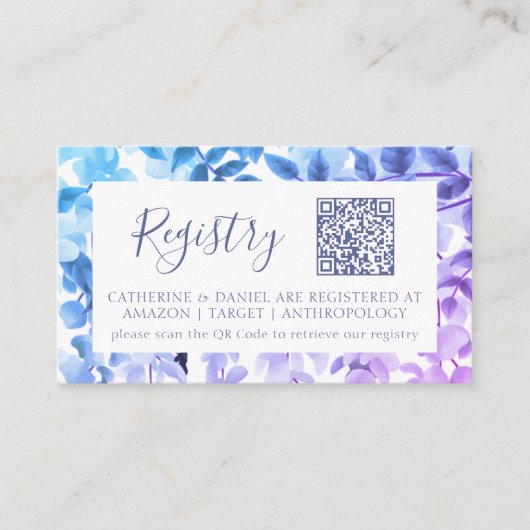 QR-Code Hochzeitsgeschenk Registrierung Aquarellfa Begleitkarte (Vorderseite)