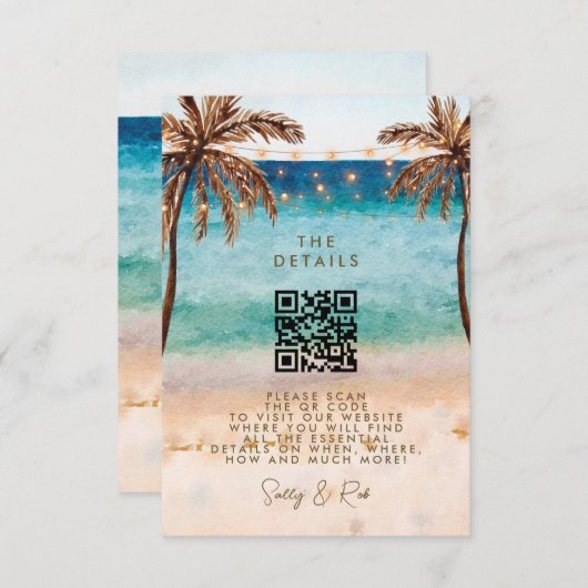 QR Code Hochzeitskarte für Boho Beach Begleitkarte (Vorne/Hinten)