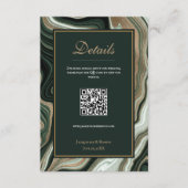 QR Code Hochzeitskarte für Green & Gold-Marmor Begleitkarte (Vorderseite)