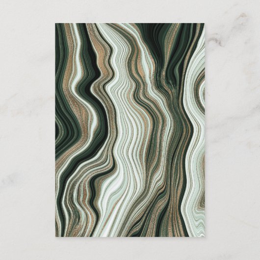 QR Code Hochzeitskarte für Green & Gold-Marmor Begleitkarte (Rückseite)