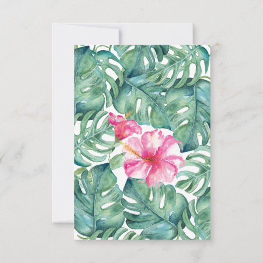 QR-Code HochzeitsrSVP Pink Tropical Enclosure Card RSVP Karte (Rückseite)