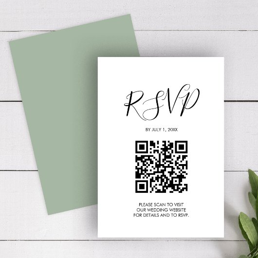QR-Code HochzeitsrSVP Sage Green Enclosure Card RSVP Karte