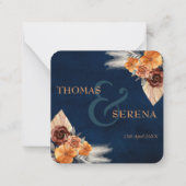 QR Code Hochzeitsstiftung UAWG Navy Blue Floral Mitteilungskarte (Rückseite)