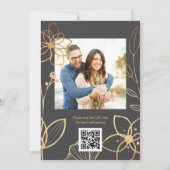 QR-Code-Hochzeitsstimmung für Charcoal & Gold-Foto Einladung (Rückseite)