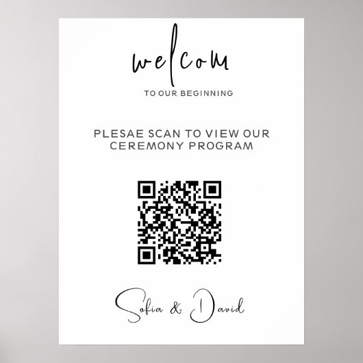 QR-Code-Hochzeitsvorgabe,Scannable Wedding Poster (Vorne)