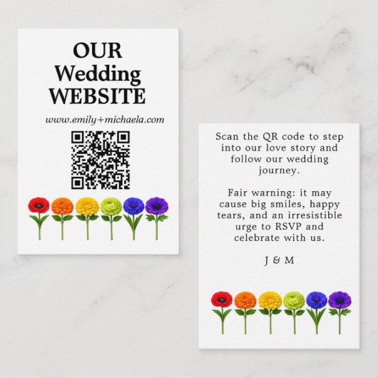 🌈 QR-Code Hochzeitswebsite Gemeinsam Erblühen Begleitkarte (Vorne/Hinten)