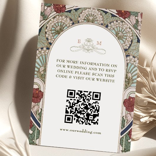 QR-Code Hochzeitswebsite Info Art Nouveau Begleitkarte