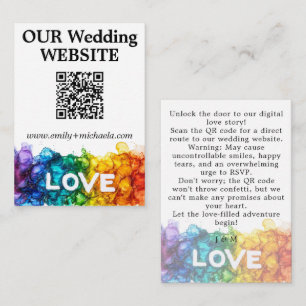 🌈 QR-Code Hochzeitswebsite LGBTQ mit Liebe bemalt Begleitkarte