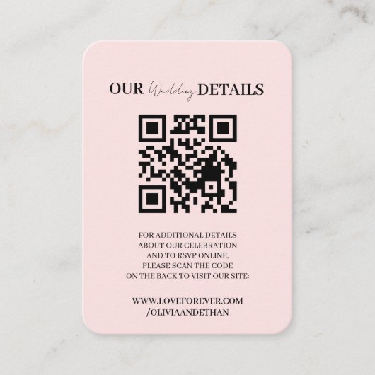 QR-Code-Hochzeitswebsite-RSVP-Beilagekarte Begleitkarte (Vorderseite)