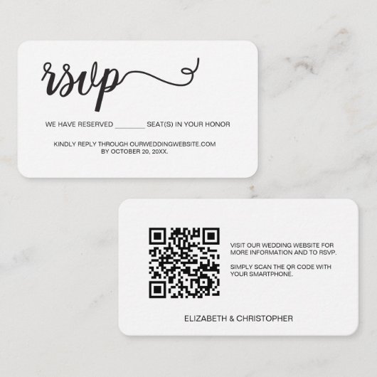 QR-Code Hochzeitswebsite Sitzplätze reserviert Min Begleitkarte (Vorne/Hinten)