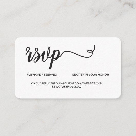 QR-Code Hochzeitswebsite Sitzplätze reserviert Min Begleitkarte (Vorderseite)