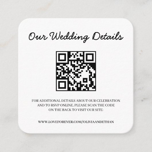 QR-Code-Hochzeitswebsite und RSVP-Beilagekarte Begleitkarte (Vorderseite)