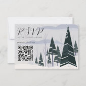 QR-Code-Hochzeitswebsite zum Schneewald RSVP Karte (Vorderseite)