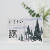 QR-Code-Hochzeitswebsite zum Schneewald RSVP Karte (Stehend Vorderseite)