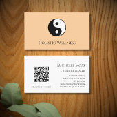 QR-Code Holistic Healer Wellness Yin Yang Peach Visitenkarte