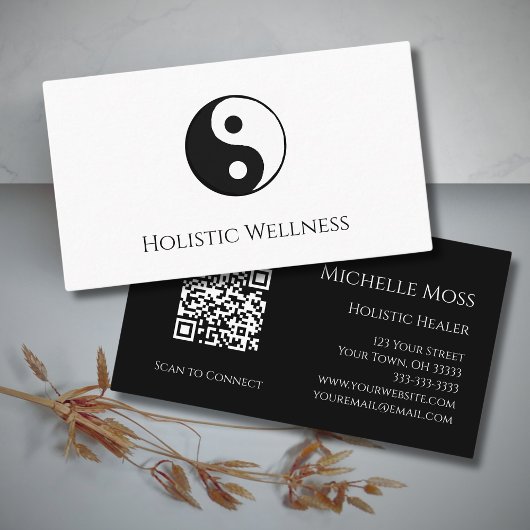 QR-Code Holistic Healer Yin Yang Wellness Simple Visitenkarte