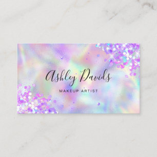 QR-Code Holografischer Glitter Luxus-Make-up-Artis Visitenkarte
