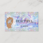 QR Code holografischer Nagelsalon Handnägel der Fr Visitenkarte (Vorderseite)