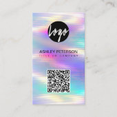 QR Code holografischer Regenbogen | Soziale Medien Visitenkarte (Vorderseite)
