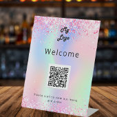 QR Code holografisches Restaurant Dinner Bar Menü Sockelschild