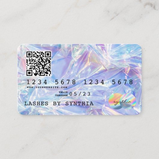 QR Code Holograph Modern Credit Card Style Visitenkarte (Vorderseite)