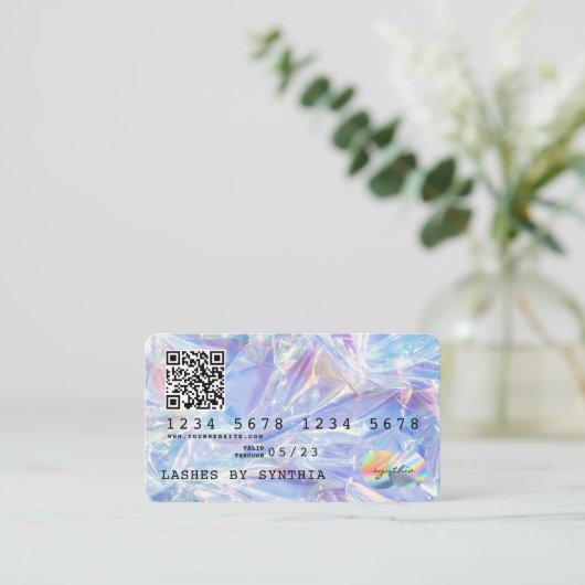 QR Code Holograph Modern Credit Card Style Visitenkarte (Stehend Vorderseite)