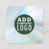 QR Code Holographic Company Logo Quadratische Visitenkarte (Rückseite)