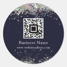QR Code Holographic Glitzer Business Blue