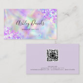 QR Code Holographic Glitzer Luxury Makeup Artist Visitenkarte (Vorne/Hinten)